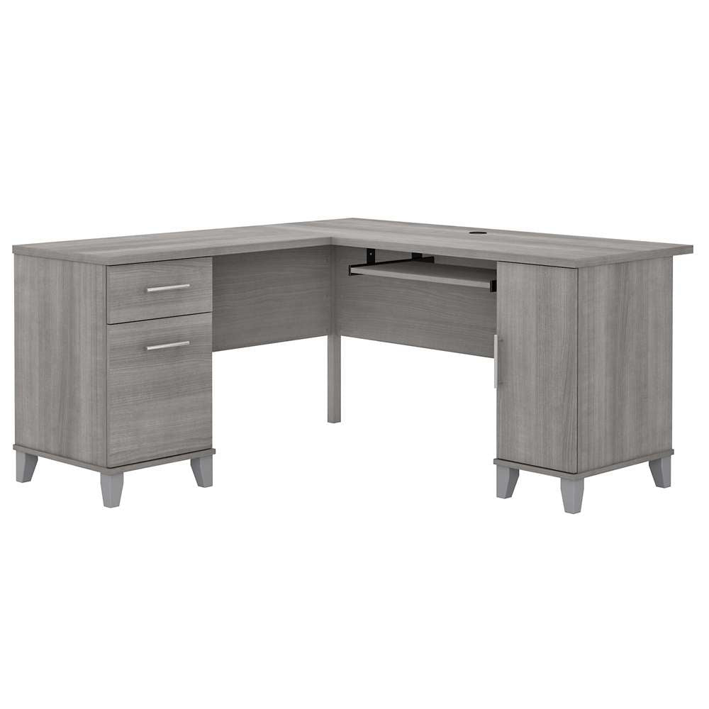 Bush Furniture - Somerset 60W L Shaped Desk with Storage in Platinum Gray - WC81230K veiw 1