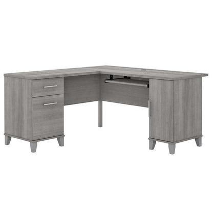 Bush Furniture - Somerset 60W L Shaped Desk with Storage in Platinum Gray - WC81230K veiw 1