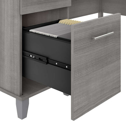 Bush Furniture - Somerset 60W L Shaped Desk with Storage in Platinum Gray - WC81230K veiw 5
