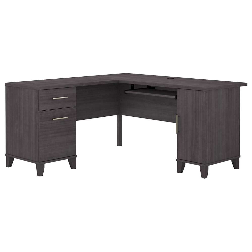 Bush Furniture - Somerset 60W L Shaped Desk with Storage in Storm Gray - WC81530K veiw 1
