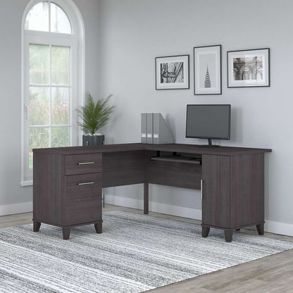 Bush Furniture - Somerset 60W L Shaped Desk with Storage in Storm Gray - WC81530K veiw 4