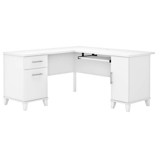Bush Furniture - Somerset 60W L Shaped Desk with Storage in White - WC81930K veiw 1