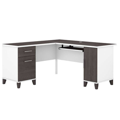Bush Furniture - Somerset 60W L Shaped Desk with Storage in White and Storm Gray - WC81030K veiw 1