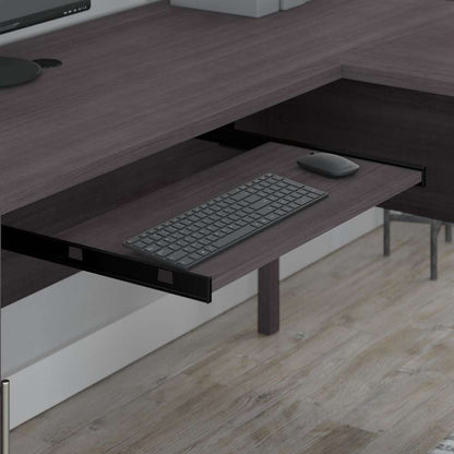 Bush Furniture - Somerset 60W L Shaped Desk with Hutch and 5 Shelf Bookcase in Storm Gray - SET010SG veiw 5