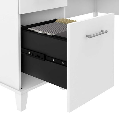 Bush Furniture - Somerset 60W L Shaped Desk with Hutch and 5 Shelf Bookcase in White - SET010WH veiw 5