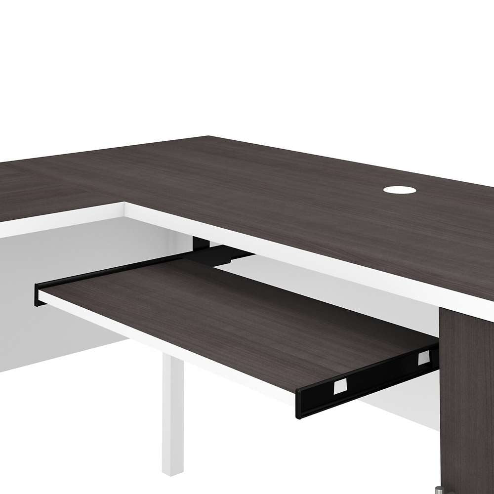 Bush Furniture - Somerset 60W L Shaped Desk with Hutch and 5 Shelf Bookcase in White and Storm Gray - SET010SGWH veiw 5