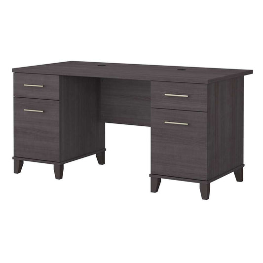 Bush Furniture - Somerset 60W Office Desk with Drawers in Storm Gray - WC81528K veiw 1
