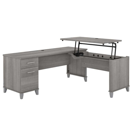 Bush Furniture - Somerset 72W 3 Position Sit to Stand L Shaped Desk in Platinum Gray - SET014PG veiw 1