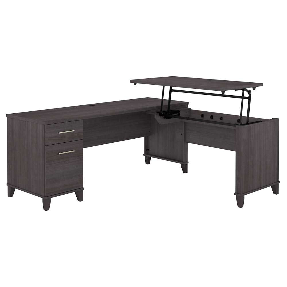 Bush Furniture - Somerset 72W 3 Position Sit to Stand L Shaped Desk in Storm Gray - SET014SG veiw 1