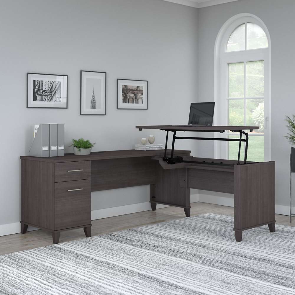 Bush Furniture - Somerset 72W 3 Position Sit to Stand L Shaped Desk in Storm Gray - SET014SG veiw 4
