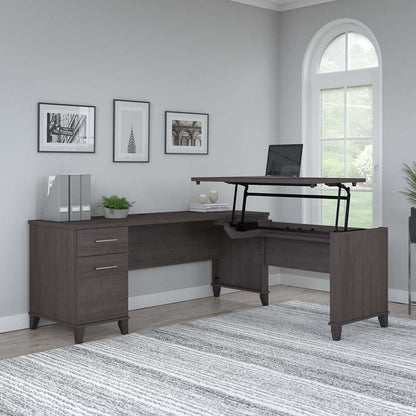 Bush Furniture - Somerset 72W 3 Position Sit to Stand L Shaped Desk in Storm Gray - SET014SG veiw 4