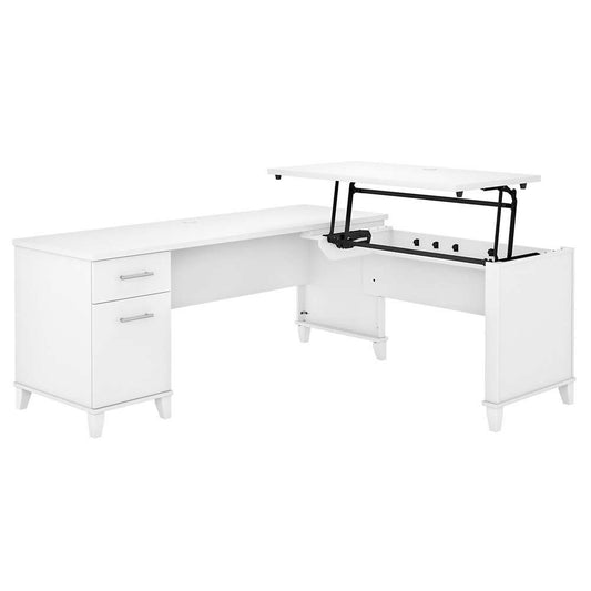Bush Furniture - Somerset 72W 3 Position Sit to Stand L Shaped Desk in White - SET014WH veiw 1