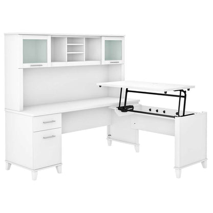 Bush Furniture - Somerset 72W 3 Position Sit to Stand L Shaped Desk with Hutch in White - SET015WH veiw 1