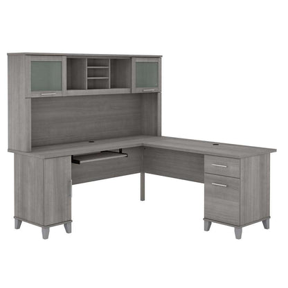 Bush Furniture - Somerset 72W L Shaped Desk with Hutch in Platinum Gray - SET001PG veiw 1