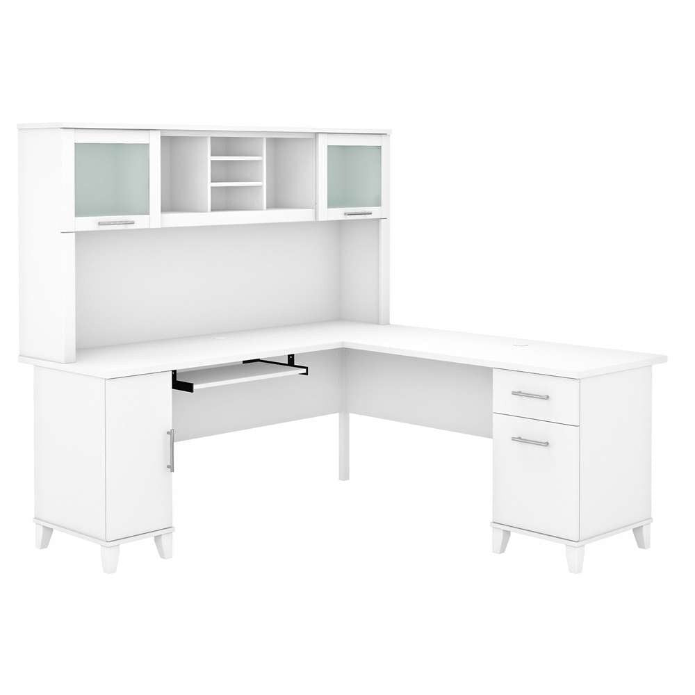 Bush Furniture - Somerset 72W L Shaped Desk with Hutch in White - SET001WH veiw 1