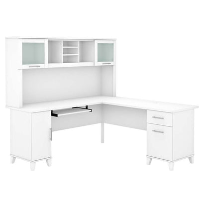Bush Furniture - Somerset 72W L Shaped Desk with Hutch in White - SET001WH veiw 1