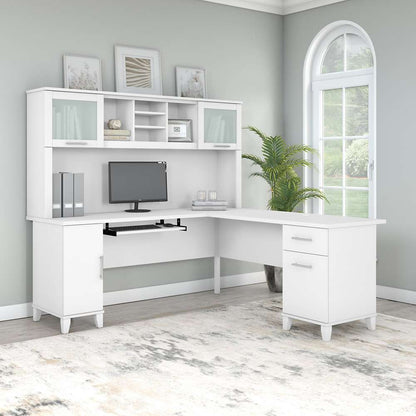 Bush Furniture - Somerset 72W L Shaped Desk with Hutch in White - SET001WH veiw 4