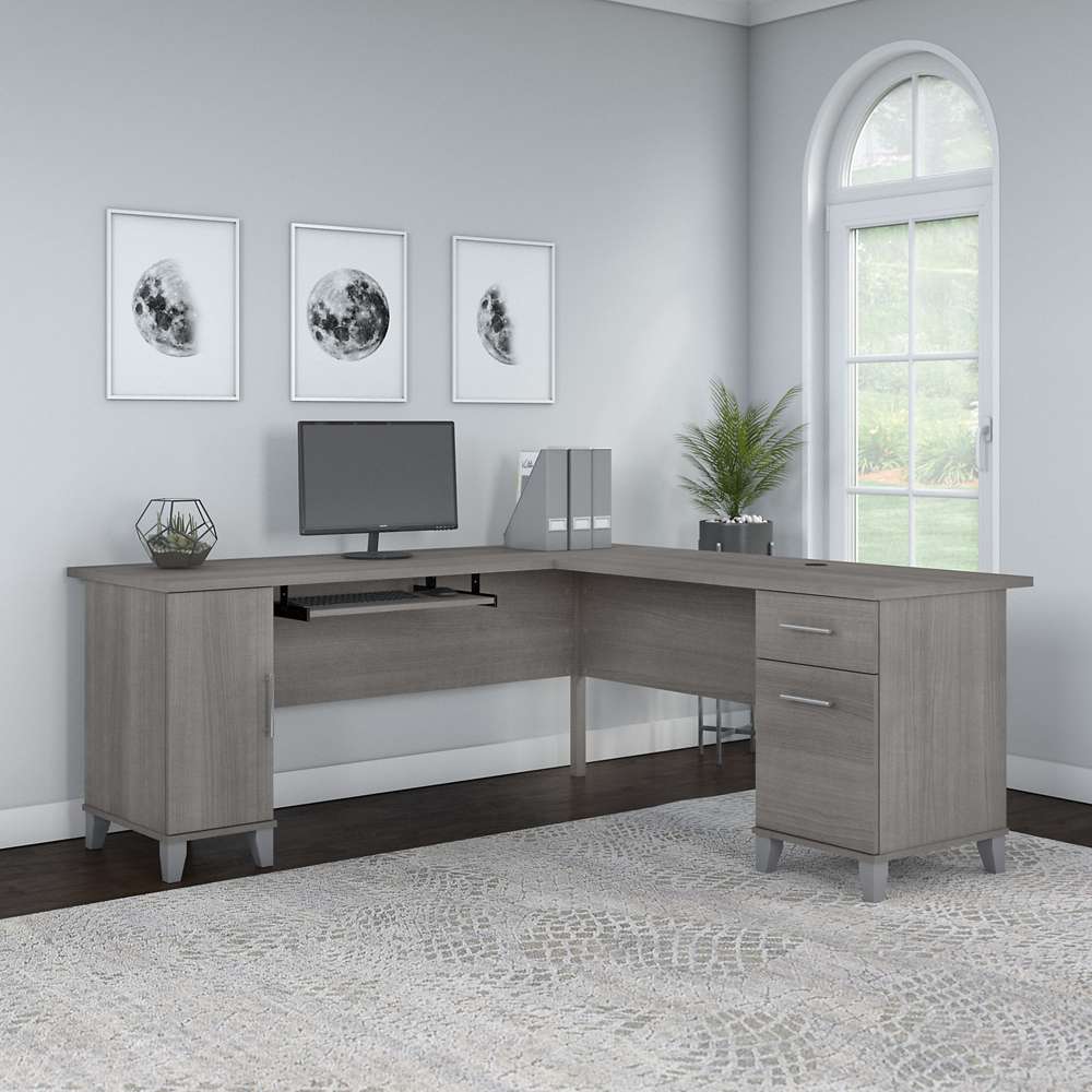 Bush Furniture - Somerset 72W L Shaped Desk with Storage in Platinum Gray - WC81210K veiw 4