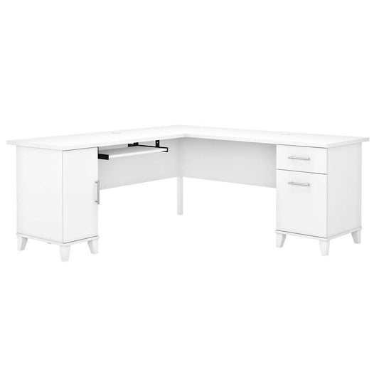 Bush Furniture - Somerset 72W L Shaped Desk with Storage in White - WC81910K veiw 1