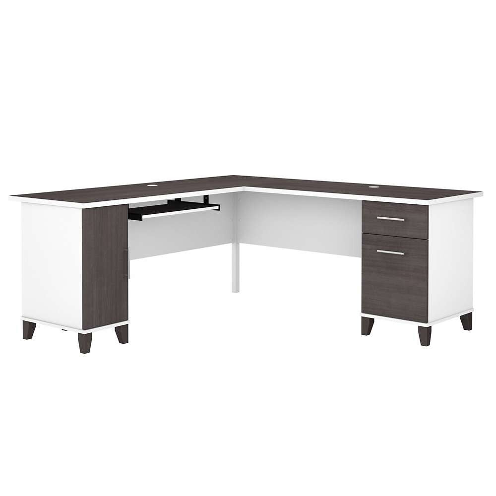 Bush Furniture - Somerset 72W L Shaped Desk with Storage in White and Storm Gray - WC81010K veiw 1