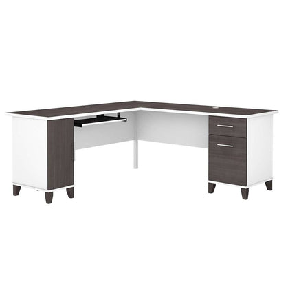 Bush Furniture - Somerset 72W L Shaped Desk with Storage in White and Storm Gray - WC81010K veiw 1