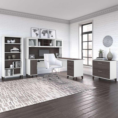 Bush Furniture - Somerset 72W L Shaped Desk with Storage in White and Storm Gray - WC81010K veiw 6