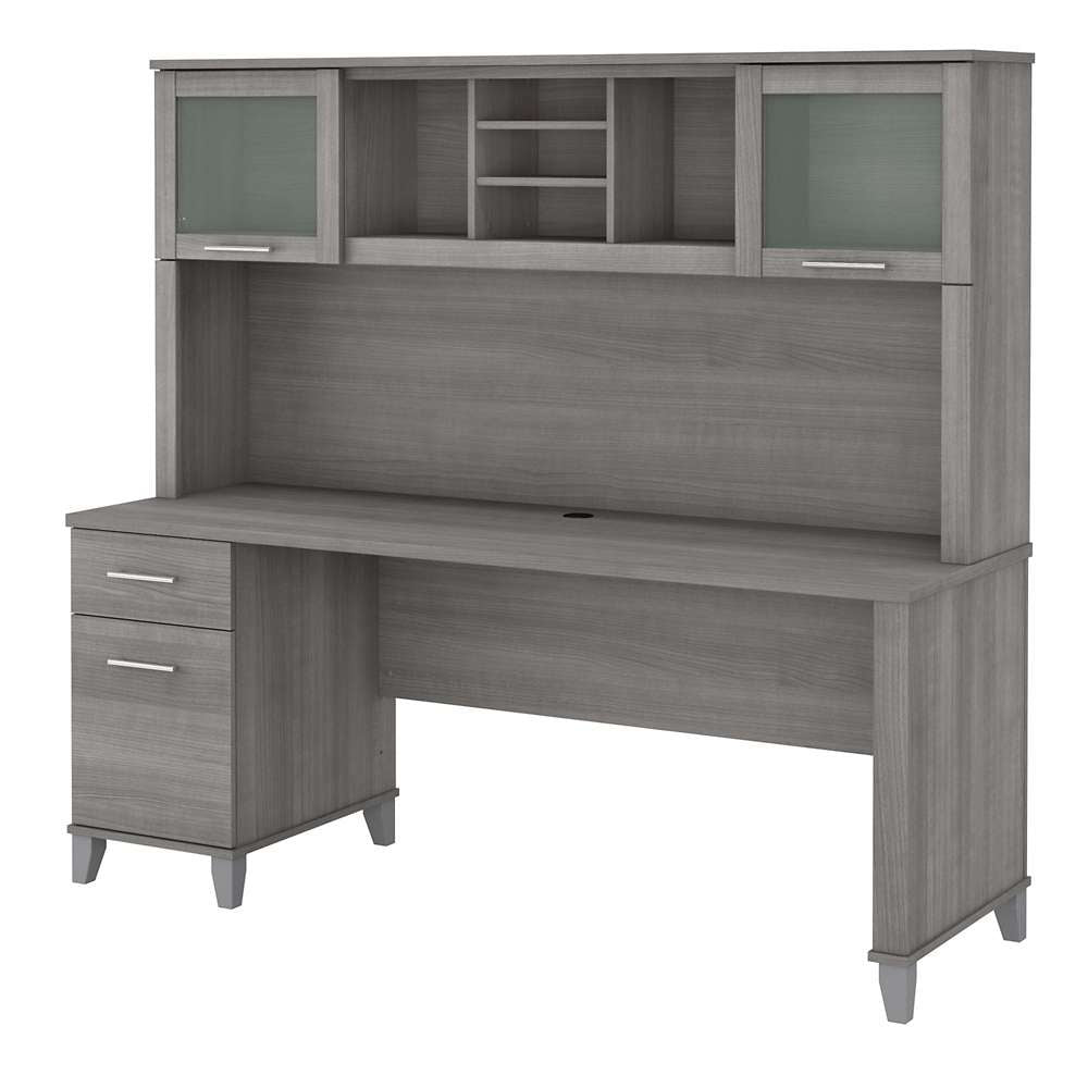 Bush Furniture - Somerset 72W Office Desk with Drawers and Hutch in Platinum Gray - SET018PG veiw 1