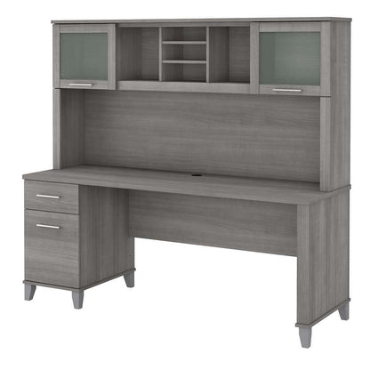 Bush Furniture - Somerset 72W Office Desk with Drawers and Hutch in Platinum Gray - SET018PG veiw 1