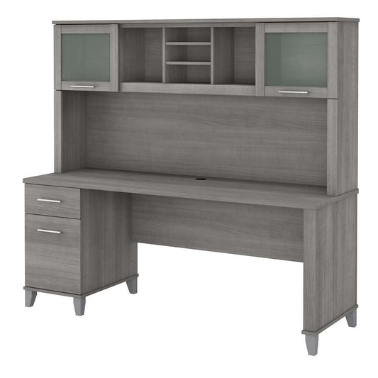 Bush Furniture - Somerset 72W Office Desk with Drawers and Hutch in Platinum Gray - SET018PG veiw 1