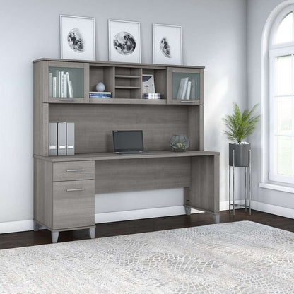 Bush Furniture - Somerset 72W Office Desk with Drawers and Hutch in Platinum Gray - SET018PG veiw 4