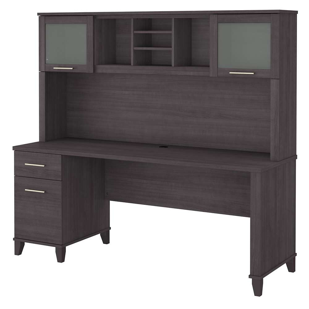 Bush Furniture - Somerset 72W Office Desk with Drawers and Hutch in Storm Gray - SET018SG veiw 1