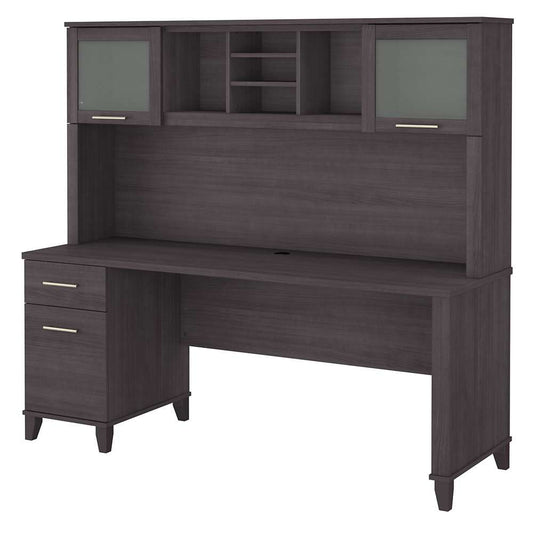 Bush Furniture - Somerset 72W Office Desk with Drawers and Hutch in Storm Gray - SET018SG veiw 1