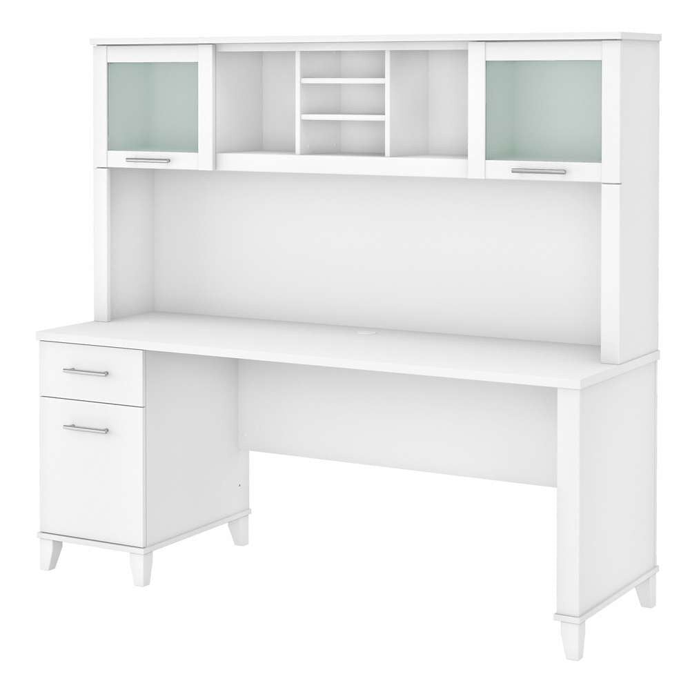 Bush Furniture - Somerset 72W Office Desk with Drawers and Hutch in White - SET018WH veiw 1