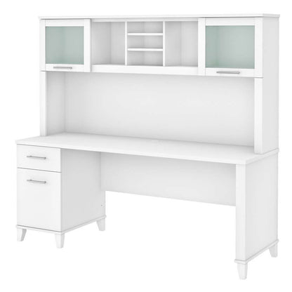 Bush Furniture - Somerset 72W Office Desk with Drawers and Hutch in White - SET018WH veiw 1