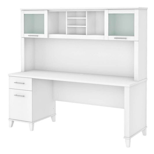 Bush Furniture - Somerset 72W Office Desk with Drawers and Hutch in White - SET018WH veiw 1