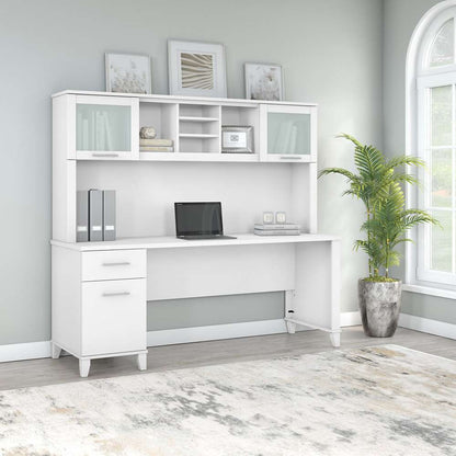 Bush Furniture - Somerset 72W Office Desk with Drawers and Hutch in White - SET018WH veiw 4