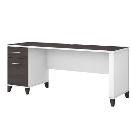 Bush Furniture - Somerset 72W Office Desk with Drawers in White and Storm Gray - WC81072 veiw 1