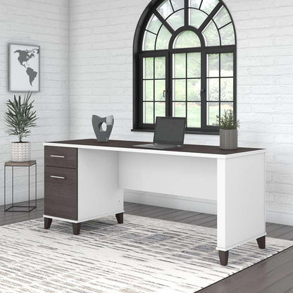 Bush Furniture - Somerset 72W Office Desk with Drawers in White and Storm Gray - WC81072 veiw 4