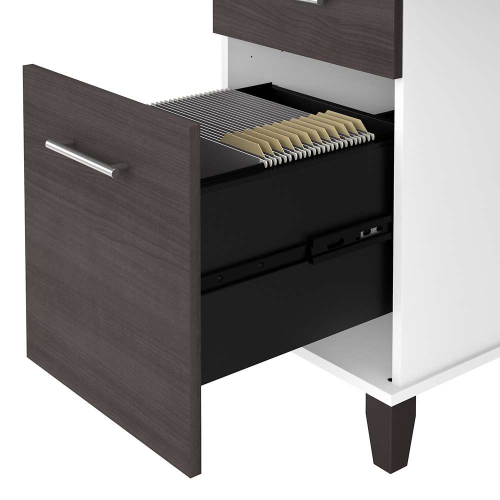 Bush Furniture - Somerset 72W Office Desk with Hutch and 5 Shelf Bookcase in White - SET020WH veiw 5