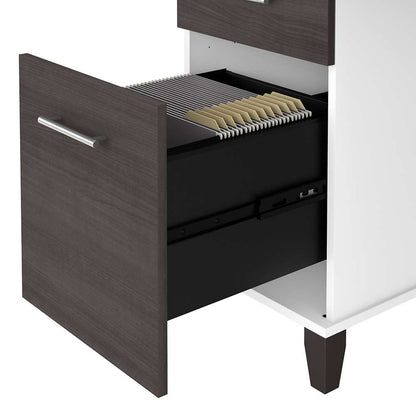 Bush Furniture - Somerset 72W Office Desk with Hutch and 5 Shelf Bookcase in White and Storm Gray - SET020SGWH veiw 5