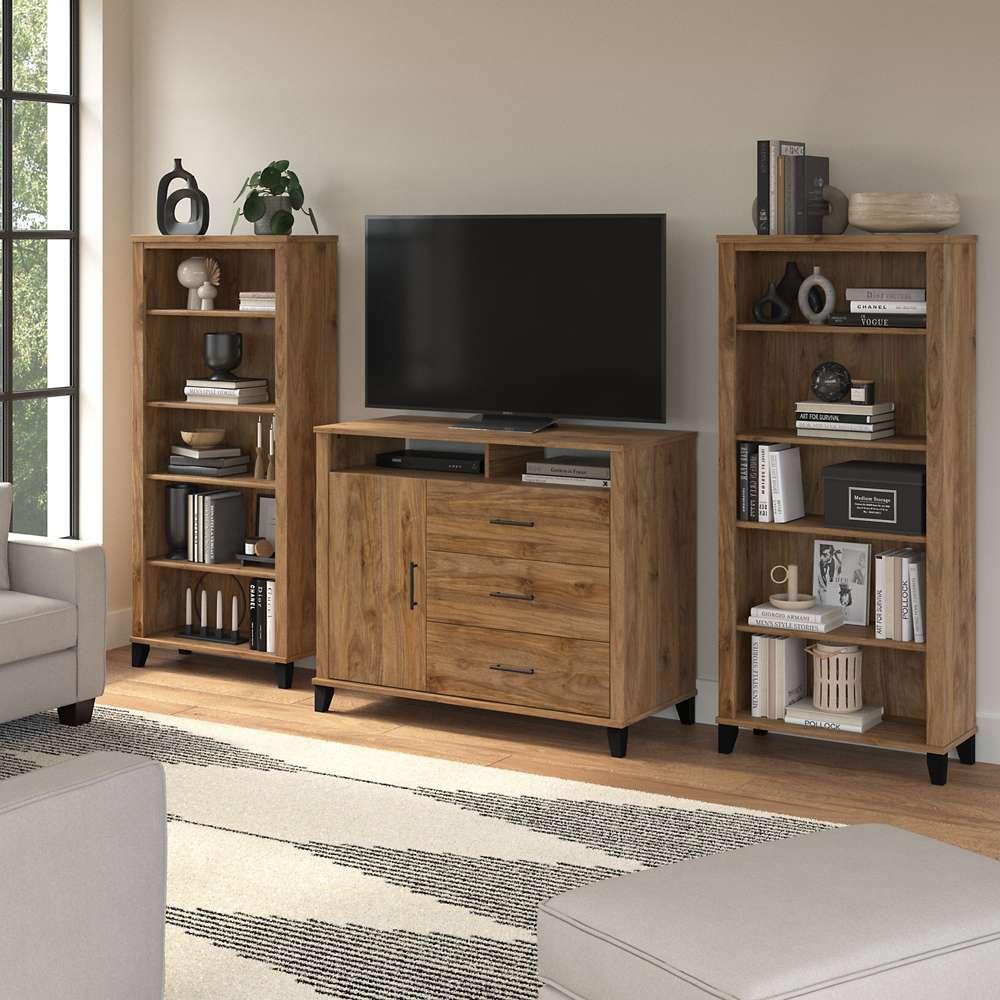 Bush Furniture - Somerset Entertainment Center in Fresh Walnut - SET039FW veiw 2