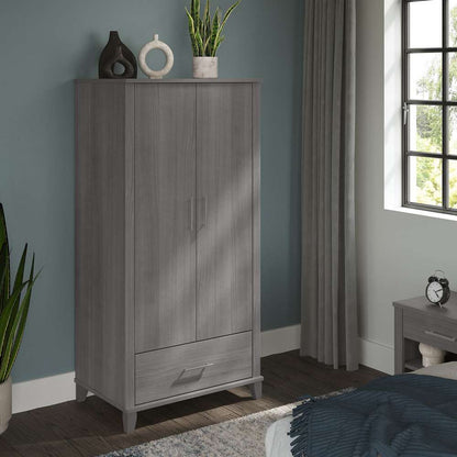 Bush Furniture - Somerset Large Armoire Cabinet in Platinum Gray - STS166PGK veiw 2