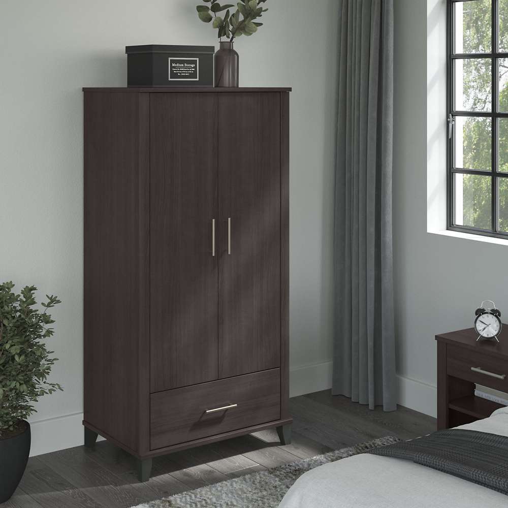 Bush Furniture - Somerset Large Armoire Cabinet in Storm Gray - STS166SGK veiw 2