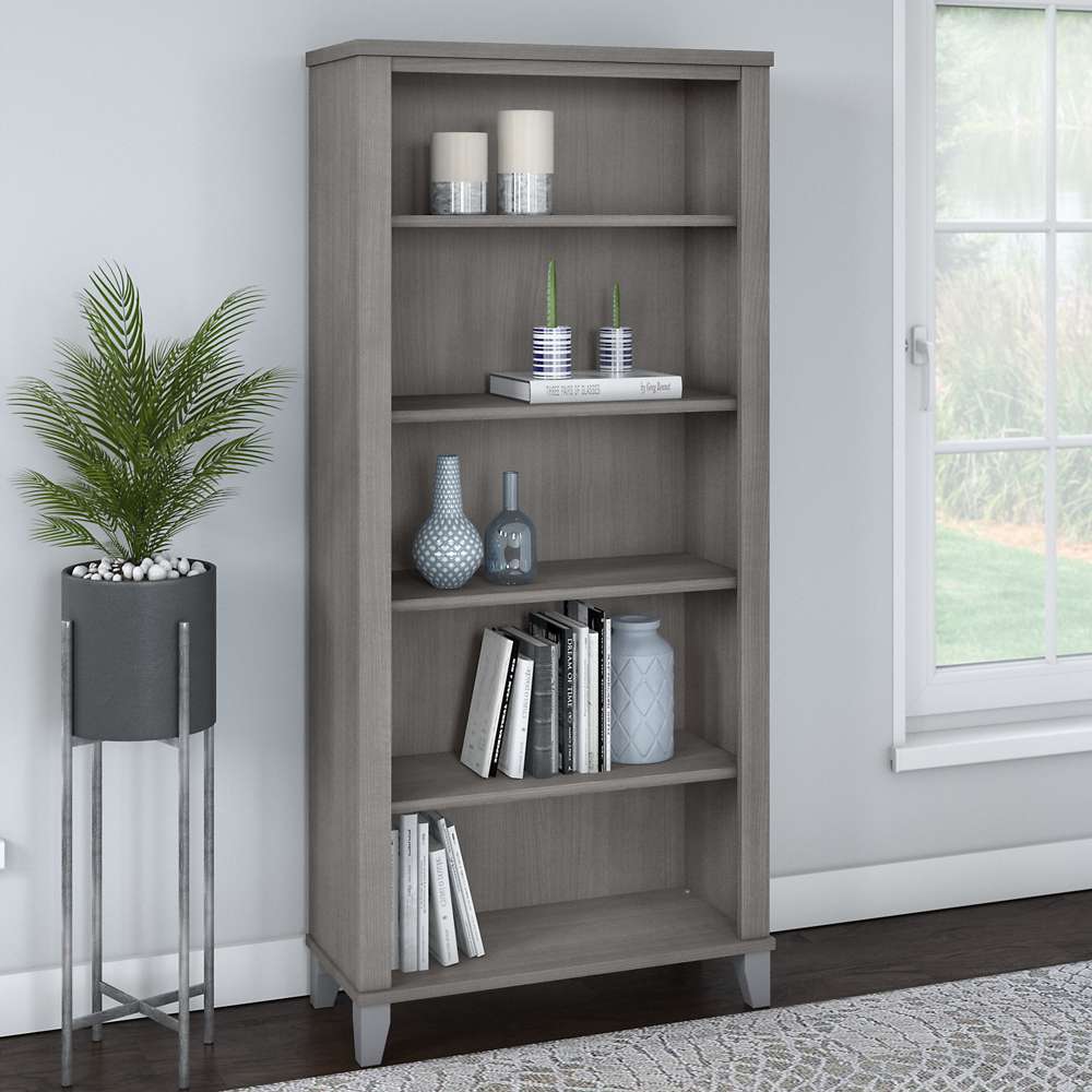 Bush Furniture - Somerset Tall 5 Shelf Bookcase in Platinum Gray - WC81265 veiw 4