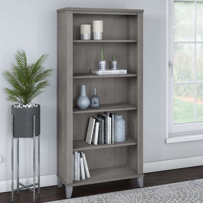 Bush Furniture - Somerset Tall 5 Shelf Bookcase in Platinum Gray - WC81265 veiw 4