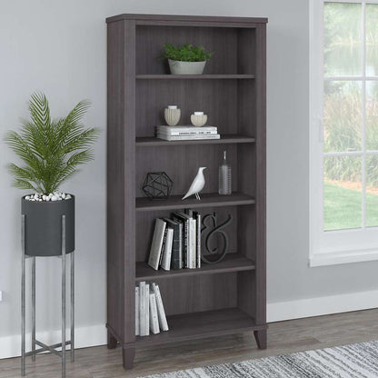 Bush Furniture - Somerset Tall 5 Shelf Bookcase in Storm Gray - WC81565 veiw 4
