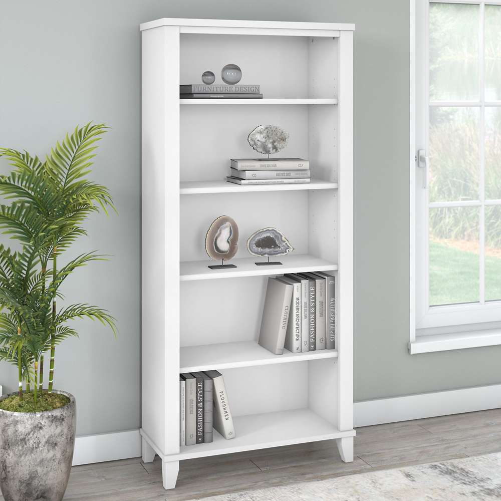 Bush Furniture - Somerset Tall 5 Shelf Bookcase in White - WC81965 veiw 4
