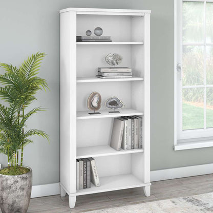Bush Furniture - Somerset Tall 5 Shelf Bookcase in White - WC81965 veiw 4