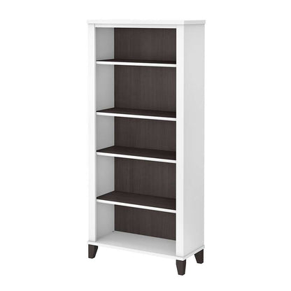 Bush Furniture - Somerset Tall 5 Shelf Bookcase in White and Storm Gray - WC81065 veiw 1