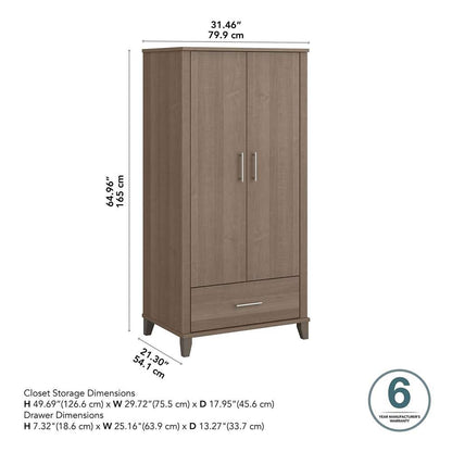 Bush Furniture - Somerset Tall Kitchen Pantry Cabinet with Doors and Drawer in Ash Gray - STS166AGK-Z veiw 3